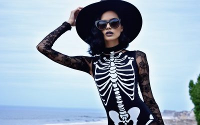 Skeletal Sands Beachwear with a Halloween Twist