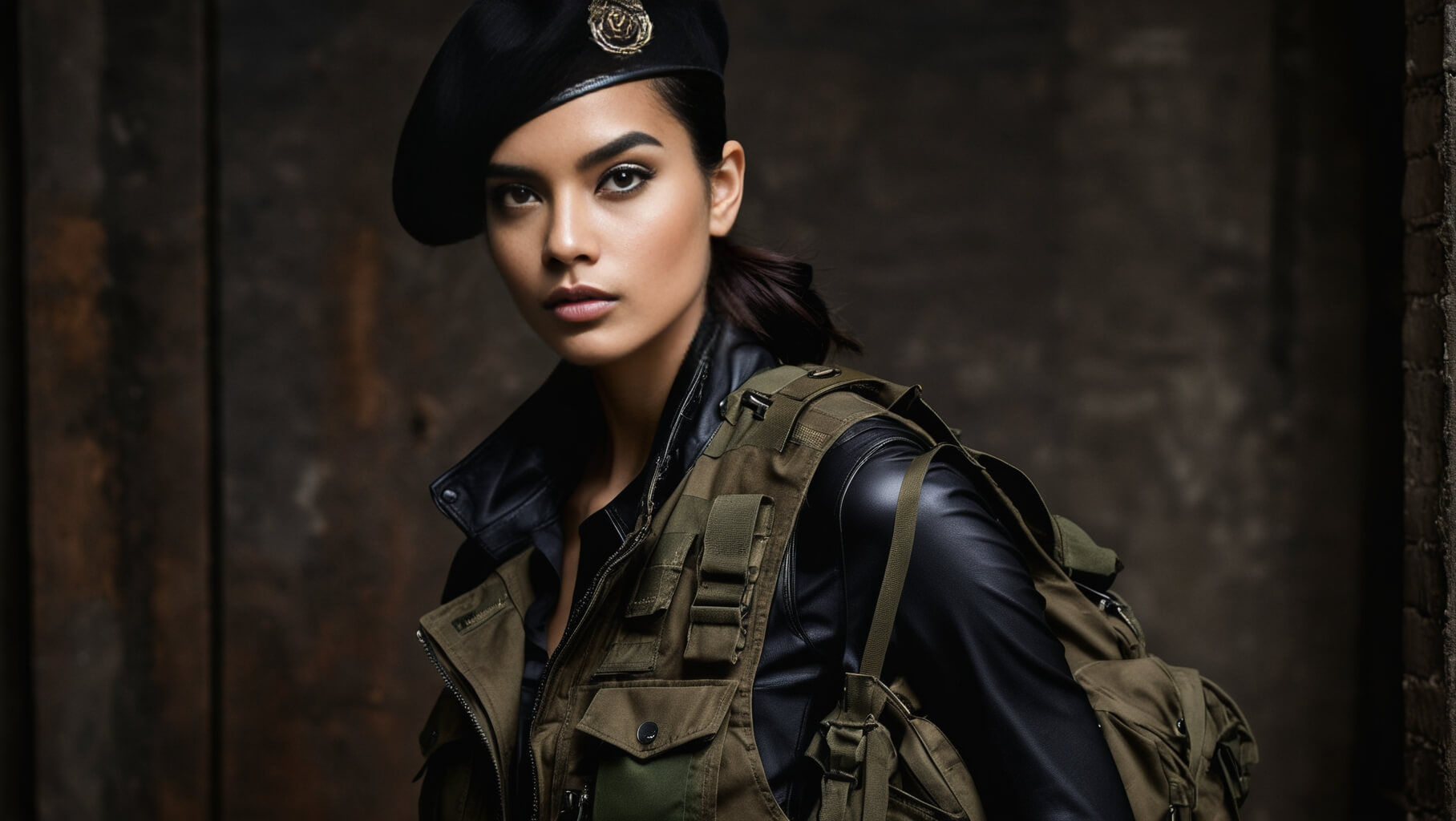 Camouflage vest with tailored fit for Battle Chic ensemble
